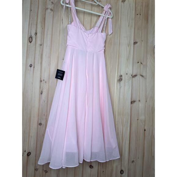 NWT Lulus Sophisticated Charisma Light Pink Tie-Strap A-Line Midi Dress Size S - Picture 4 of 9